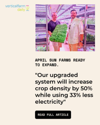 Check us out in the @verticalfarmdaily. Our Co-Founders, Darren and Ty chat to the Vertical Farm Daily team about the future of April Sun Farms and our expansion. ⁠
⁠
👉️👉️👉️ Article link in Bio.⁠
⁠
📷️ VerticalFarmDaily.com / Rebekka Boekhout⁠